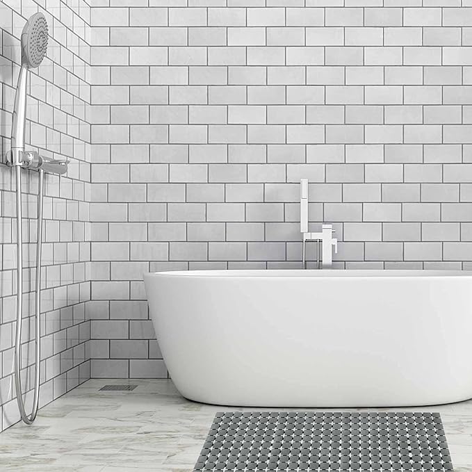 BEMISO Shower Mat Non Slip Bathtub Mat with Suction Cups and Drain Holes Bath mat for tub 33.4 x 15.7 Inch Large Size