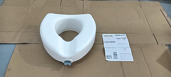VEVOR Raised Toilet Seat, 350 lbs Capacity, 5-Inch Lift Height, Commode Elevated Toilet Seat Riser with Enlarged Opening for Seniors, Elderly, Handicap, Disabled, Adults, Fits Elongated & Round Bowl