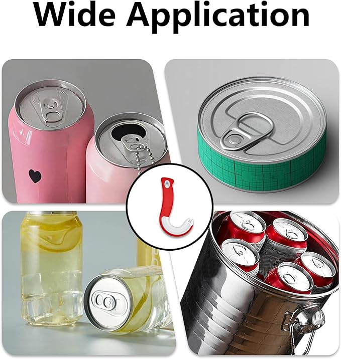 NIIIYTYB Can Tab Opener Tool for Seniors Easy Ring Pull J Hook Buddy for Soda Pop Top Cans Cat Food Tabs imple Handle Circle Opener Easy Open Tool Dishwasher Safe(Red)