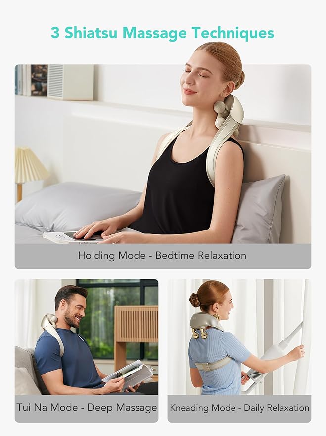 SKG H7 Ultra FSA Eligible Cordless Neck Massager for Pain Relief Deep Tissue, Shiatsu Shoulder Massager with Heat, Massage Tools for Trapezius, Lymphatic Drainage, Relaxation Therapy, HSA Items