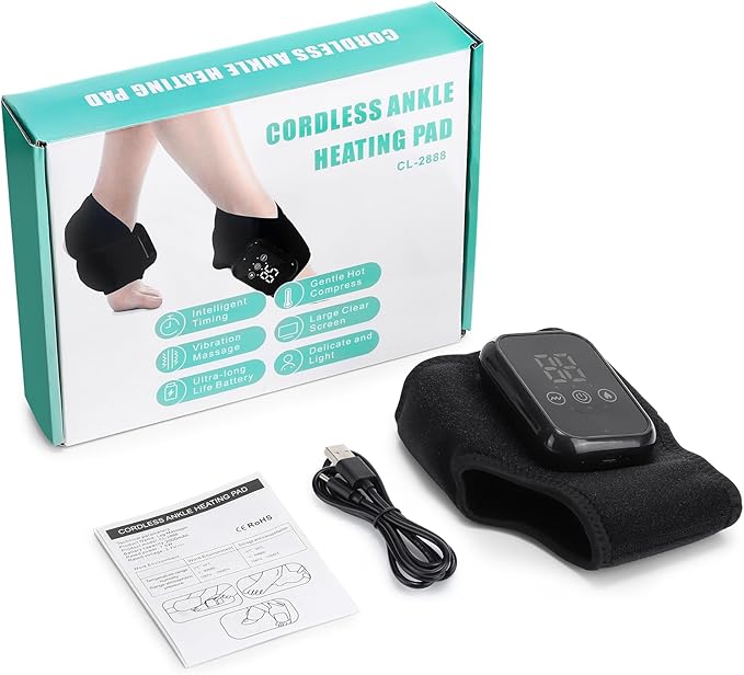 Cordless Foot Massager for Neuropathy, Foot Renew Massager, Ankle Massager for Pain Relief, HSA Eligible FSA, Ankle Heating Pad with Massage, Foot Heating Pad, Black
