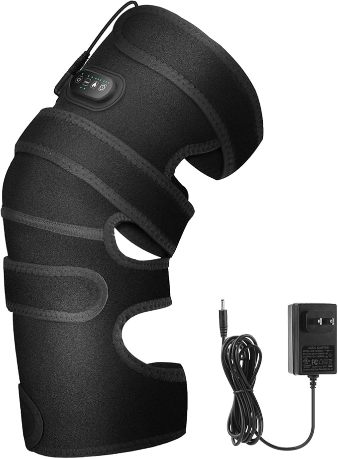 Knee Heating Pad for Pain Relief, Knee Massager for Arthritis Pain Relief, Heated Knee Brace Wrap, 3 Heat Settings, 5 Vibration Modes, Timer, Extra Long Cord, Perfect for Dad Mom Elders