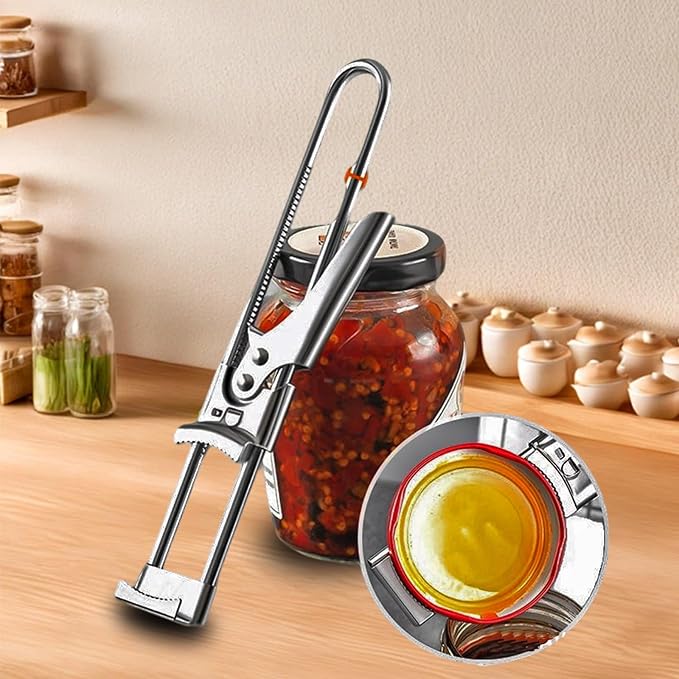 Adjustable Stainless Steel Jar Opener, Easy Grip Manual Bottle & Tight Lid Opener for Elderly, Arthritis, Women and Children (1)