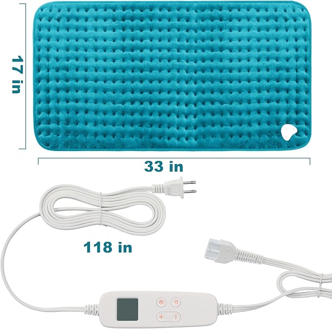 Electric Heating Pad for Back: VAAGHANM 33" x 17" Extra Large Heat Pad for Shoulder & Neck & Back - 6 Temperature Settings & Auto Shut-Off Timer