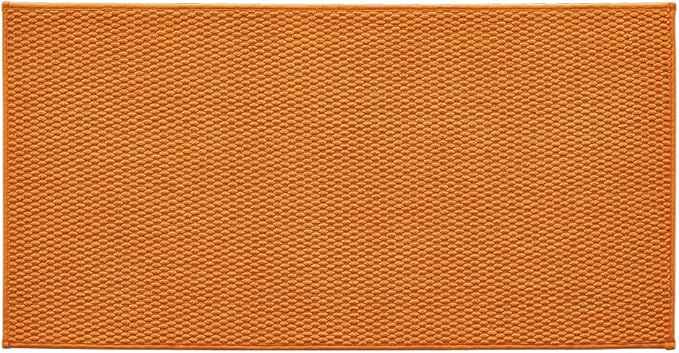 TYUU Bathroom Rugs Non Slip Washable, Super Absorbent Thin Bath Mat Quick Dry Low Pile Bathroom Rug, Orange 24"x47"