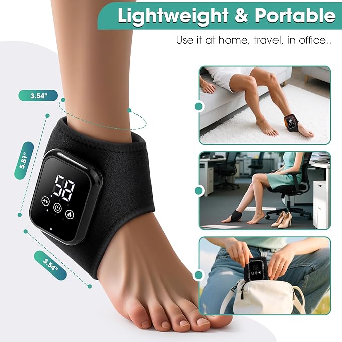 2PCS Foot Renew Massager for Neuropathy, 3-in-1 Cordless Foot and Ankle Massager for Heel, Arch & Ankle Relief, 2000mAh Rechargeable, Black