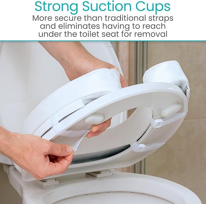 Vive Toilet Seat Cushion (Soft Cushioned Foam) - Easy Clean Soft Padded Bathroom Attachment - Elongated, Standard Seats - Comfort & Support Donut for Handicap Adults
