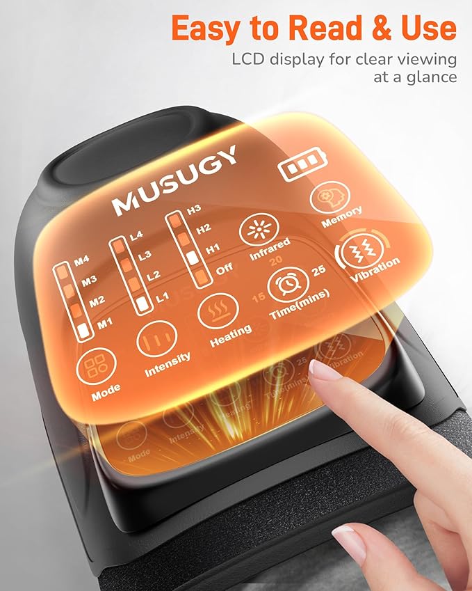 Knee Massager with Heat and Red Light Therapy : 4-in-1 Compression Massage with 14 Chambers & Vibration for Pain Relief, Cordless Home Office Use for Seniors and Active Adults, FSA-HSA Eligible