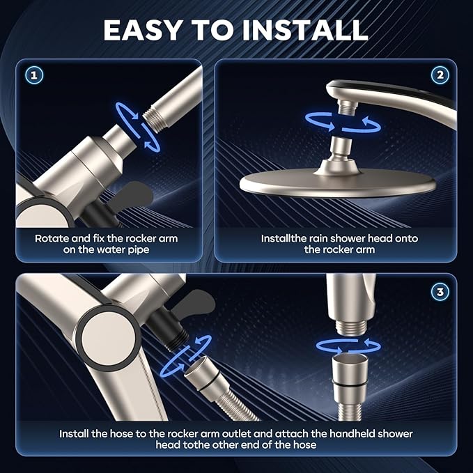 Shower Head with filtered Handheld High Pressure daul Shower Heads with Handheld Spray Combo and 10 Sprays Handheld Shower Head Detachable Shower head Built-in Magnetic Docking and Power Jets Nickel