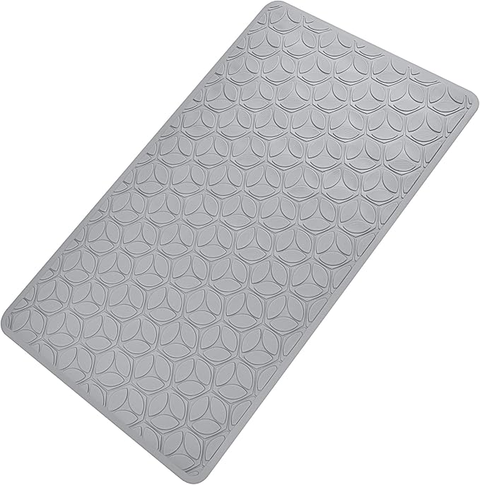 Non Slip Bathtub Mat | Real Rubber Bath Mat for Tub and Shower | Bath Mat for Daily Safety | Pet Dog Bath Mat | Soft No-Slip Bath Mat | Nonskid Bathroom Tub Mat, 16” x 28”(Gray)