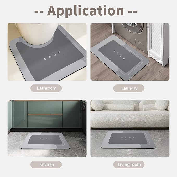 Housego 2PCS Absorbent Bath Mat Magic Rug Sets, Quick Drying Bath Mat Non-Slip Floor Rug Rubber Backed for Bathroom Kitchen Shower Sink, Water Absorbent (19.7''x23.6''+19.7''x31.9'', Dark Gray)