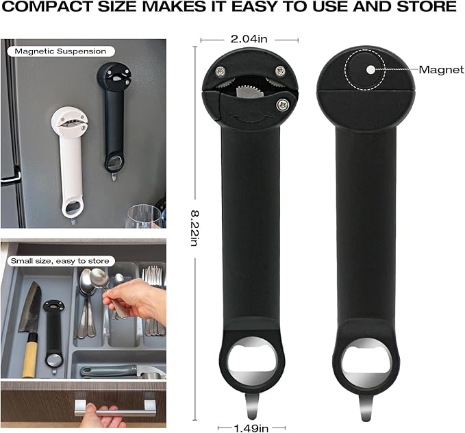 RAIN SPIRIT Multifunctional Retractable Bottle & Jar Opener - Adjustable Can Opener & Lid Gripper for Seniors, Weak Hands, and Arthritis,Jar Opener Bottle Opener and Lid Opener,Wine Opener Gadgets 