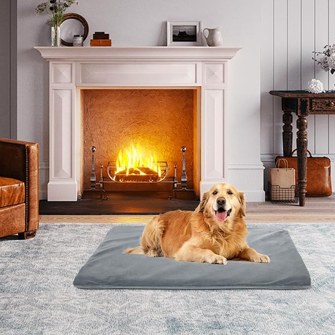 RIOGOO Pet Heating Pad, Upgraded Electric Dog Cat Heating Pad Indoor Waterproof, Auto Power Off (XX-Large 32"x 20", Grey)
