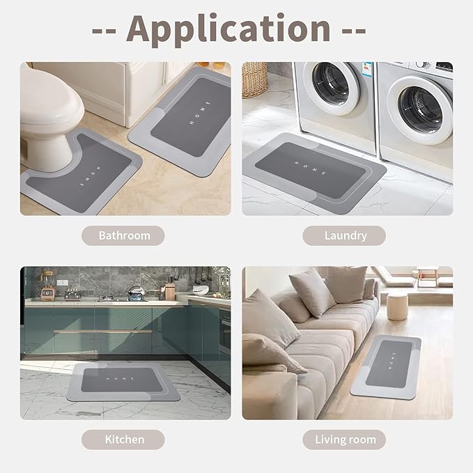 Housego 3PCS Absorbent Bath Mat Magic Rug Sets, Quick Drying Bath Mat Non-Slip Floor Rug Rubber Backed for Bathroom Kitchen Shower Sink (16.9''x23.6''+19.7''x23.6''+19.7''x31.9'', Dark Gray)