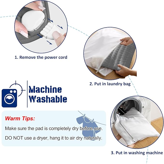 33"X17" Electric Heating pad with 6 Heat Settings, Auto Shut Off, Dark Gray Dry Electric Heating for Back Neck Knee Arms Legs Shoulder Heat Pads for Christmas Birthday Father's Day Mother's Day