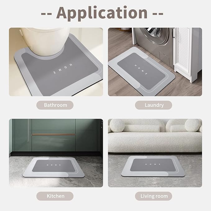 Housego 2PCS Absorbent Bath Mat Magic Rug Sets, Quick Drying Bath Mat Non-Slip Floor Rug Rubber Backed for Bathroom Kitchen Shower Sink, Water Absorbent (19.7''x23.6''+19.7''x31.9'', Light Gray)