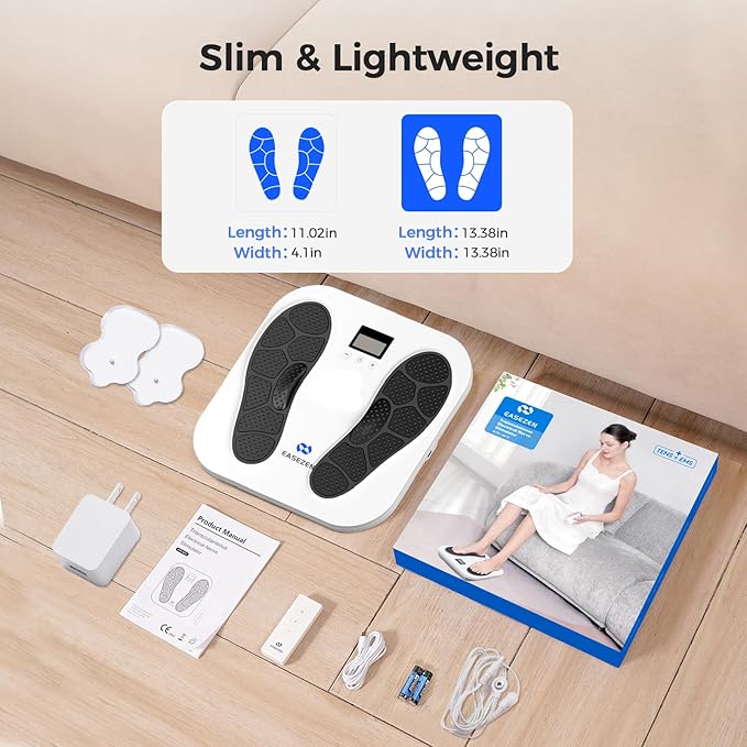 EaseZen Foot Massager for Neuropathy, Rechargeable TENS EMS Foot Stimulator with 10 Modes 20 Intensities, Feet Circulation Stimulator for Neuropathy, Plantar Fasciitis, Gifts for Mom Dad