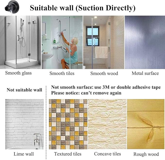 JiePai Vacuum Suction Cup Shower Head Holder,Adhesive Suction Handheld Shower Holder Bracket,Removable Wall Mount Head Holder for Bathroom,Oil Rubbed Bronze