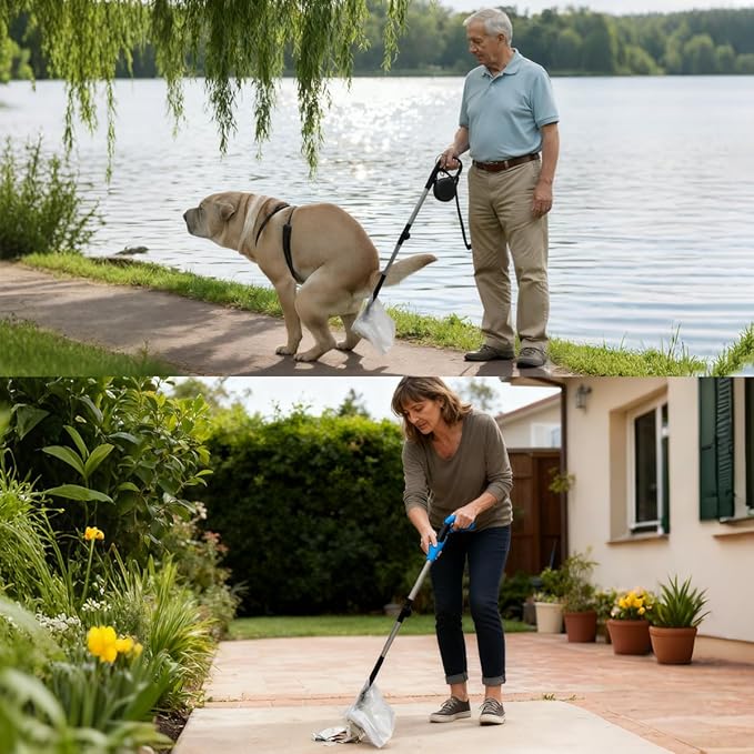 Grabber Reacher Tool, Foldable Pick Up Stick with LED Light for Night Dog Walking,Includes 360° Rotating Anti-Slip Jaw & Magnet, ldeal for Trash Pickup, Outdoor Pet Walking & Seniors Recovery, 32 lnch