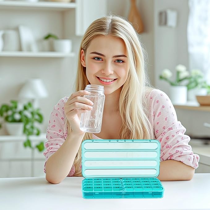 Zoksi Monthly Pill Organizer 1 Times a Day, 30 Day Pill Box Organizer,One Month Pill Case for Travel, 31 Day Daily Medcine Container for Vitamins, Supplement & Medication(Cyan)