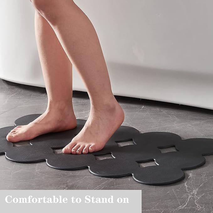 Webos Patented Non Slip Bathtub Mat Shower Mat Bath Mat Tub Mats with Strong Suction Cups Soft Natural Rubber Bath Mat for Inside The tub (Circle-Black, 28x16 inch)
