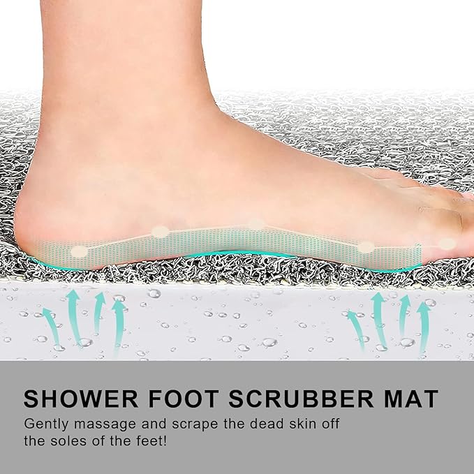 Nonslip Bathtub Mat, Anti Slip Bath Mat 0.6" Extra Thick, Quick Dry Bath Tub Anti Slip Shower Mat, Loofah Non-Slip Bath Mat for Tub Bathroom Pool Kitchen Entryway Home Hotel(Grey 24x27)