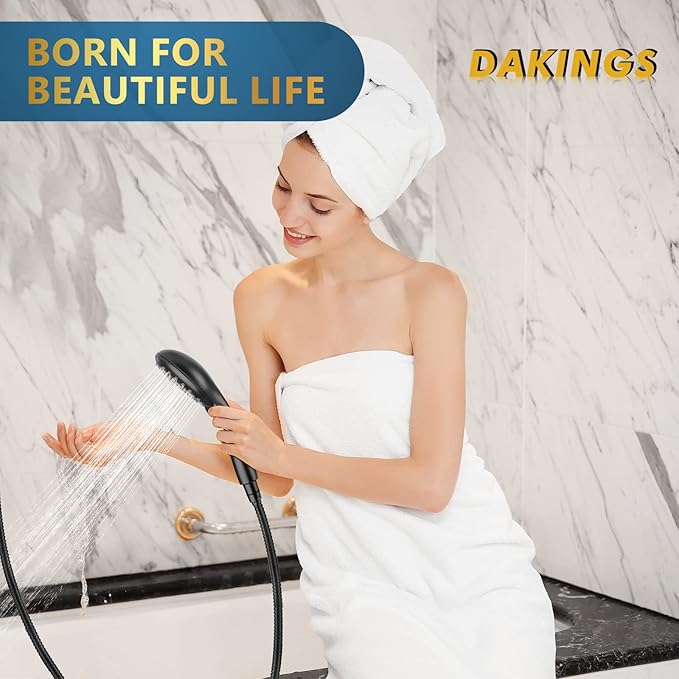 6 Spray Modes High Pressure Handheld Shower Base Upgraded 5 Inches Shower Head with Handheld Spray Matte Black Handheld Shower Head 60 Inches Stainless Steel Hose-Shower Door Bootom Seal Strip