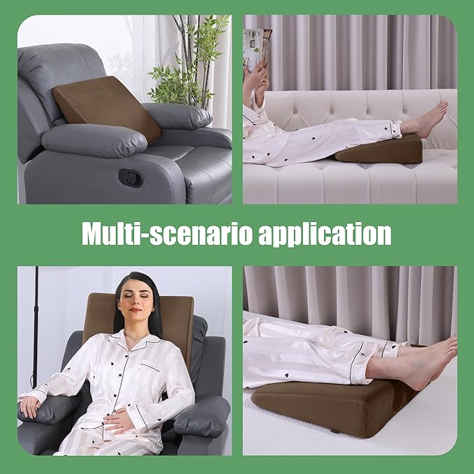 BALAPET Large Recliner Leg Pillow, Memory Foam Recliner Cushion Wedge Shape Recliner Footrest Extender,Leg、Back and Lumbar Support Pillow with Adjustable Elastic Straps(Coffee)