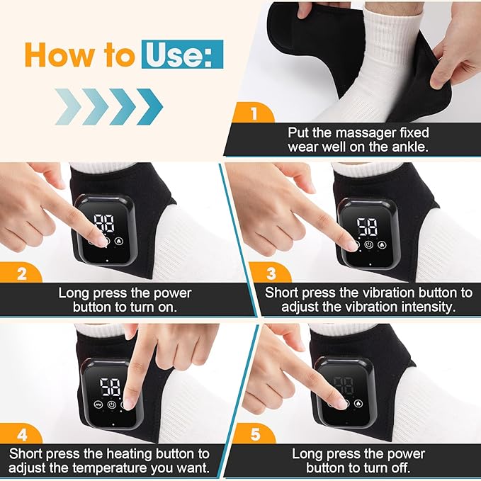 2-Pack Ankle Heating Pad, Cordless Ankle Massager with Heat, Heated Wraps for Foot & Ankle, 3 Heat & Vibration Settings, Auto Shut-Off, Gifts for Women Men
