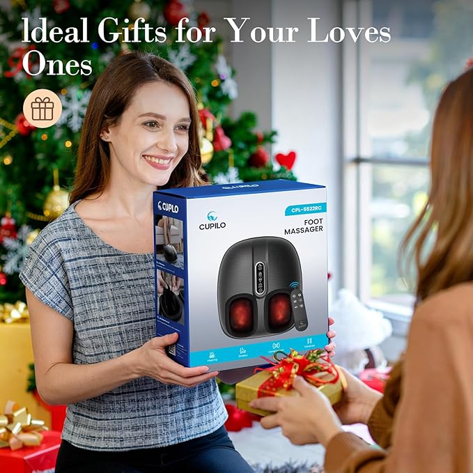 Foot Massager for Plantar Fasciitis, Mothers Day Gifts for Mom, FSA Eligible HSA Store Feet Massager with Heat, Vibration and Compression, Deep Kneading for Tired Feet and Neuropathy (with Remote)
