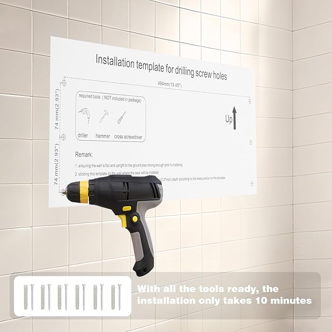 20 Inchs Foldable Shower Seat Wall Mounted, Folding Shower Bench for Small Shower Spaces, 400lbs Max Load for Inside Shower
