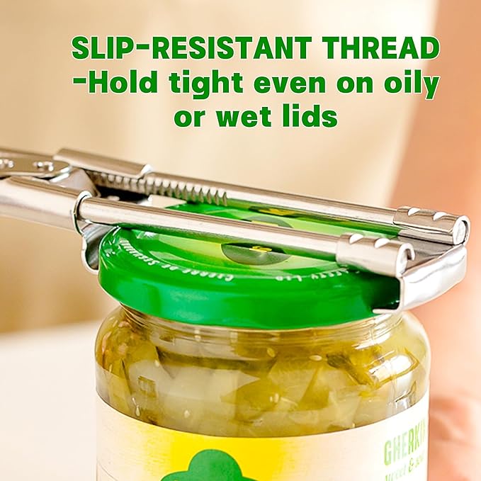 Extended Jar Opener for Weak Hands, Adjustable Stainless Steel Bottle Opener, Can Opener for Seniors with Arthritis, Large and Small Lids Gripper Household Tool, Kitchen Accessories (1 PC)