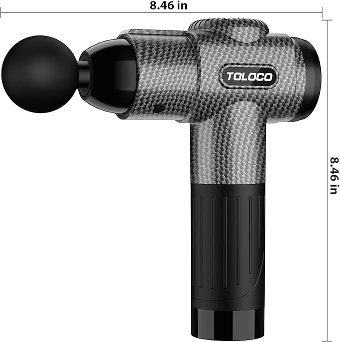 TOLOCO Massage Gun, Deep Tissue Back Massage for Athletes for Pain Relief, Percussion Massager with 10 Massages Heads & Silent Brushless Motor, Mothers Day Gifts, Carbon