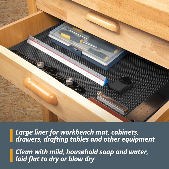 POWERTEC Non Slip Mat Anti Slip Mat, Heavy Duty Grip Mats, 24" x 48" Non Slip Pad Tool Mats for Workshop, Cabinet, Workbench Pad, Nonslip Drawer Shelf Liner, Sanding Pad for Woodworking Router 71014