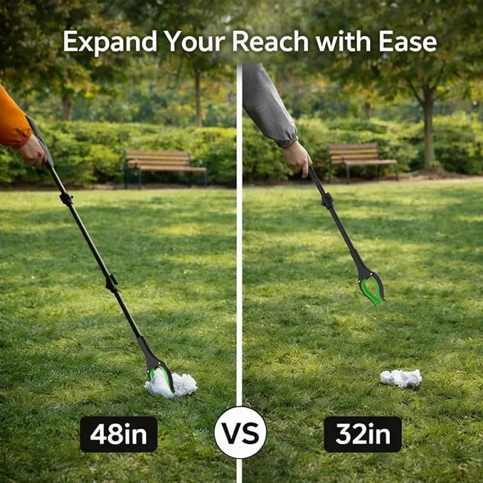 Extra Long Grabber Reacher Tool, 75" Aluminum Foldable Reacher Grabber, Dual Magnetic Tip Pickup Grabber Trash Picker, Strong Grip Aid for Upper Shelves, Elderly, Surgery Recovery Must Have
