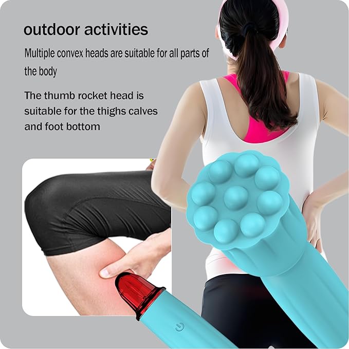 Mini Handheld Massager, IPX65 Waterproof Portable Massager with Soft Silicone, Full Body Muscle Relief for Head, Face, Neck, Shoulder & Back, USB Rechargeable, 10 Adjustable Modes & Speeds, Blue