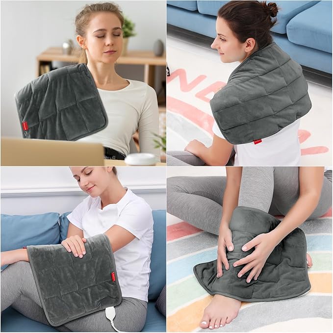 Comfytemp Weighted Heating Pad for Back & Period, FSA Eligible Electric Heat Pad, Birthday Gifts for Women Men Mom Dad & Mother Day Gift, 2.2 lb HSA Neck Shoulder Heated Pad, 2H Auto-Off, 12x24, Gray