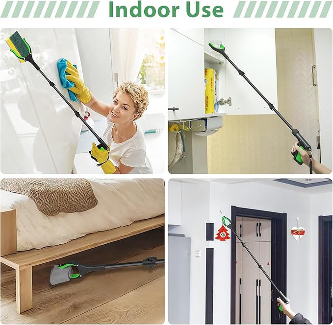 52" Extra Long Grabber Reacher Tool, Foldable Reacher Grabber Pickup Tool with Strong Magnetic & 360° Rotating Anti-Slip Jaw, Extension Trash Picker Upper Grabber for Indoor & Outdoor