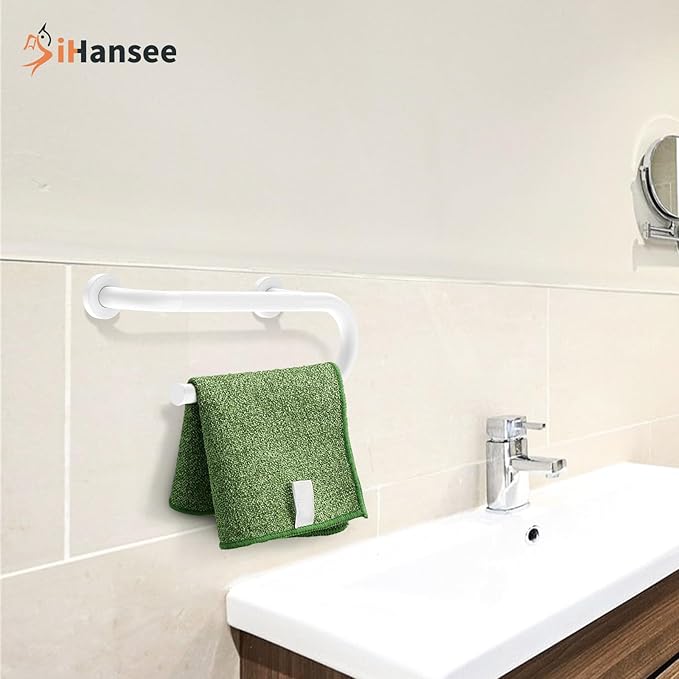 šš©š š«šššš Toilet Grab Bars 16 Inch - Toilet Paper Holder Grab Bar Stainless Steel Knurled Toilet Grab Bars for Seniors Bathtub Bathroom Rails for Elderly Bath Safety Balance Support, White