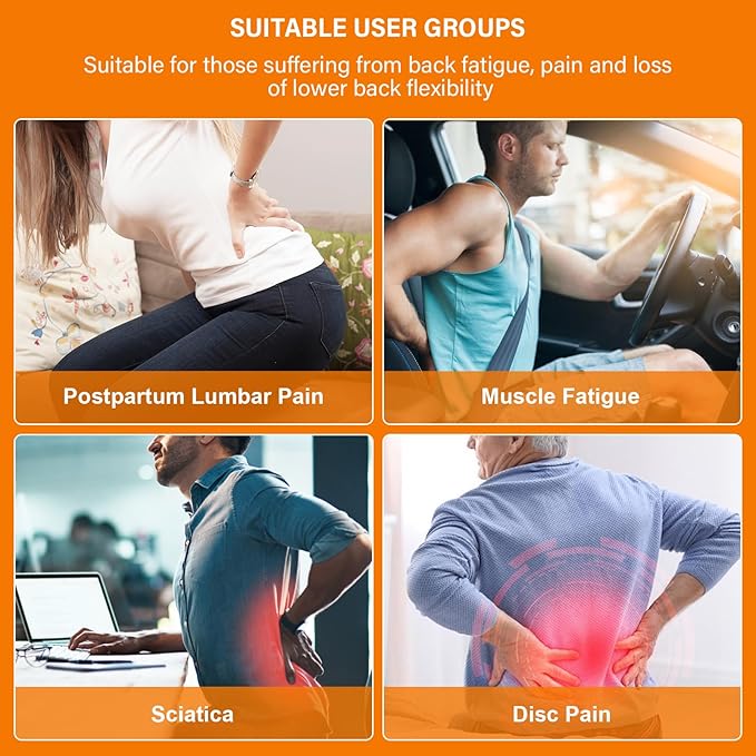 Electric Lower Back Massager with Spinal Decompression - Lumbar Traction Device with Heat & Vibration, Dynamic Airbag Adjustment for Sciatica Pain Relief, Home Use & Muscle Stiffness Gift for Parents