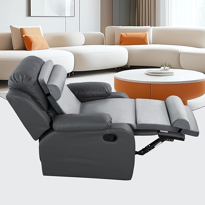 HOMBYS 5-in-1 Recliner Seat Cushion for Elderly+Lumbar Support Pillow + Leg Pad, with Adjustable Half Moon Neck Pillow & Footrest, Foam Filling with Velvet Fabric, Thick & Non-Slip, Grey