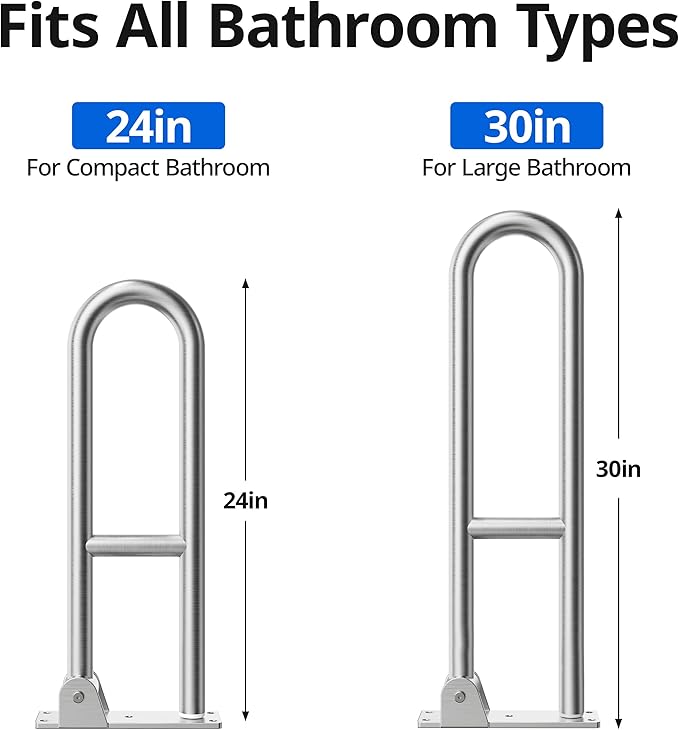 Toilet Grab Bar, Bathroom Safety Handrail Wall Mounted, 304 Stainless Steel Flip Up Folding Support Rail for Elderly Seniors and Handicap Assistance (30 Inch)