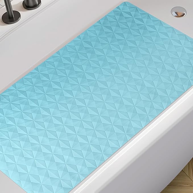 WRISIN Non Slip Bathtub Mat for Bath Tub Shower - Natural Rubber Mat with 241 Suction Cups - Soft Bathroom Safety Mat - Unique Diamond Pattern - Fatigue Relief - Machine Washable - 16 × 28 Inch