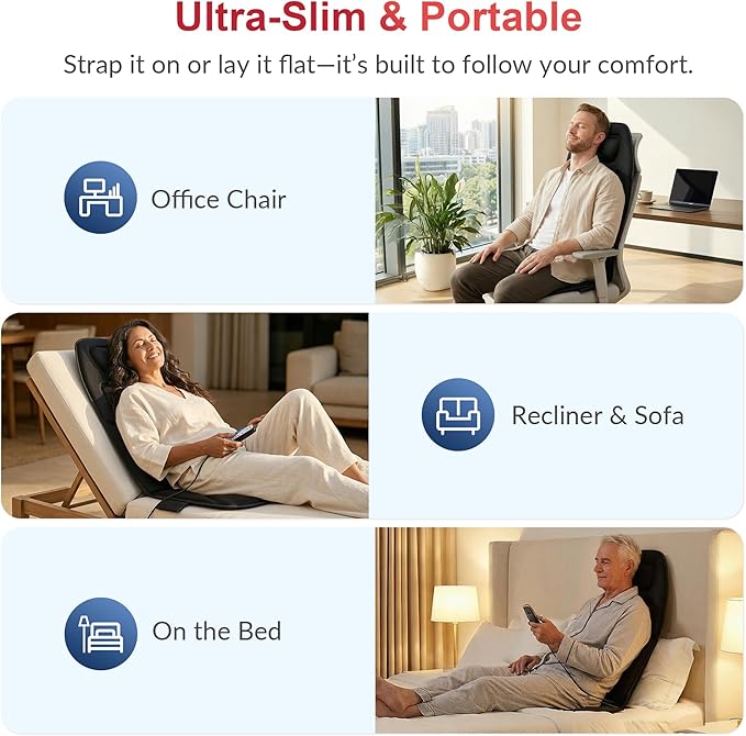 COMFIER Vibration Back Massager Seat Cushion with Heat,10 Motors Massage Chair Pad,Chair Massager for Pain Relief at Office/Home,Mothers Day Gifts for Mom Dad
