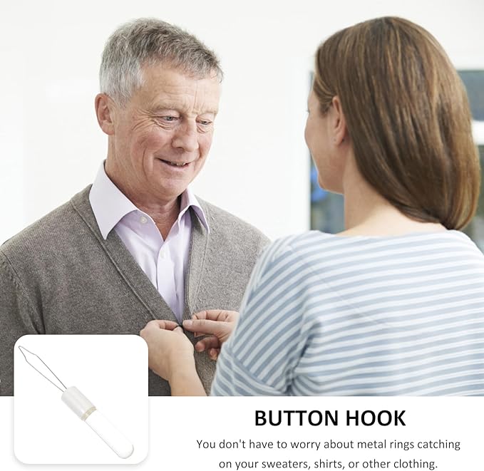 VICASKY Button Hook Dressing Aid and Zipper Puller Tool, Lightweight Grip Button Hook for Coat Buttoning Assistance, Adaptive Dressing Aid for Seniors and Disabled Users