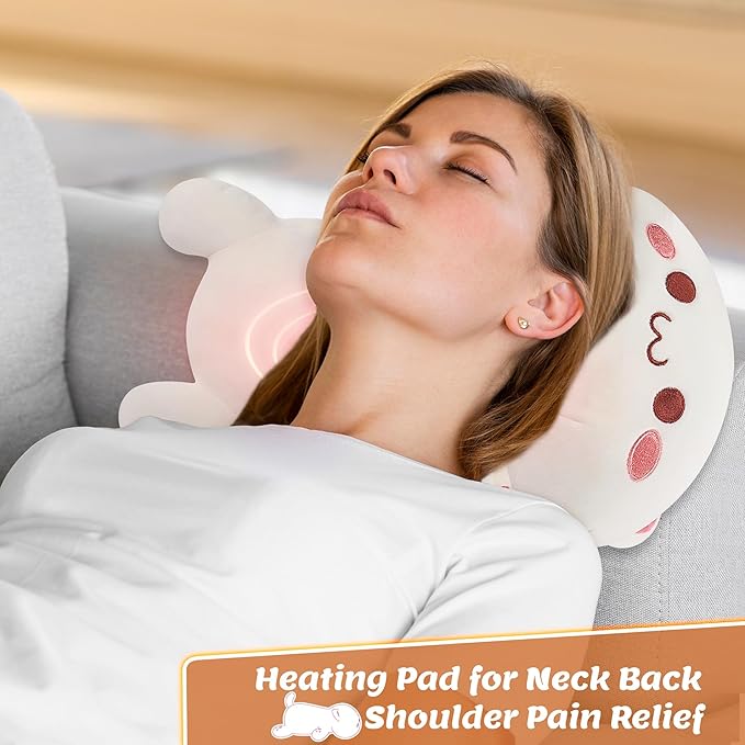 Electric Heating Pad for Period Cramps, Cuddly Kawaii 14'' White Cat Plush with a Hot Soft Belly USB Powered, Menstrual Heating Pad Neck Shoulder Pain Relief, Gift for Daughter Wife Period Heating Pad