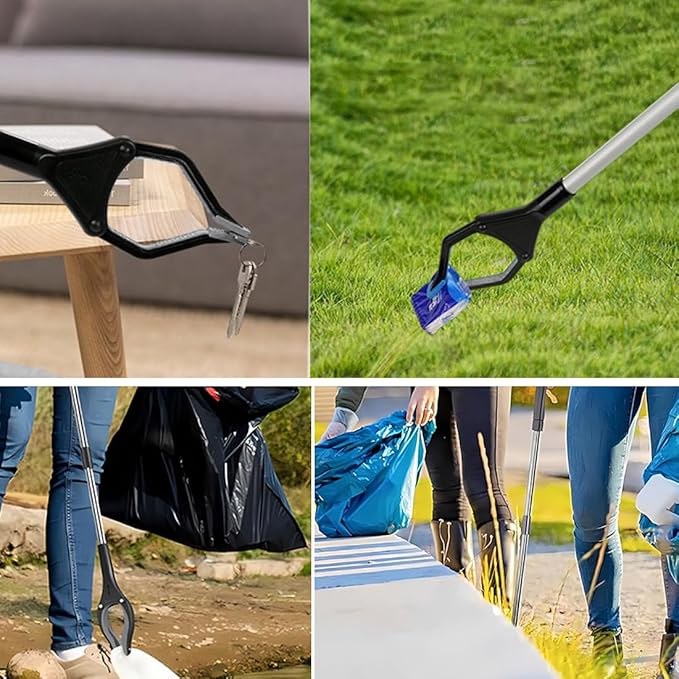 Grabber Reacher Tool 32" Grabbers for Seniors with Magnet Foldable Reacher Grabber Pickup Tool for Trash Pick Up, Nabber, Litter Picker, Arm Extension Grey