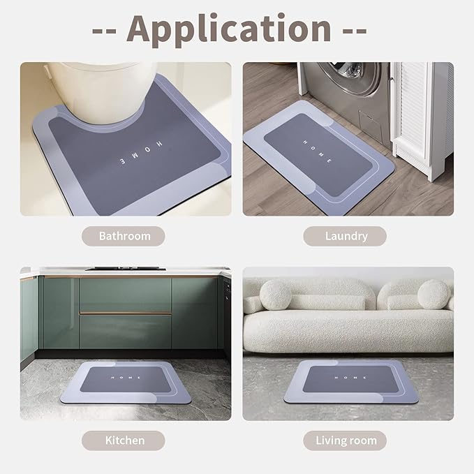 Housego 2PCS Absorbent Bath Mat Magic Rug Sets, Quick Drying Bath Mat Non-Slip Floor Rug Rubber Backed for Bathroom Kitchen Shower Sink, Water Absorbent (19.7''x23.6''+19.7''x31.9'', Blue)