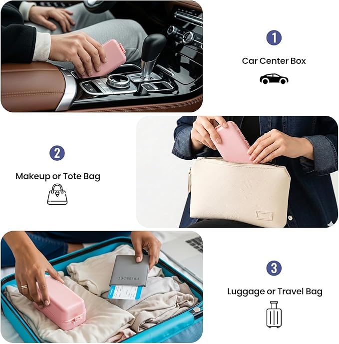 NEW Foldable Weekly Pill Organizer with Extra Grid, Cute & Portable 7 Day Pill Box 1 Time a Day, Week Daily Medicine Organizer - Large Travel Pill Case Holder Dispenser for Vitamin, Supplement - Pink
