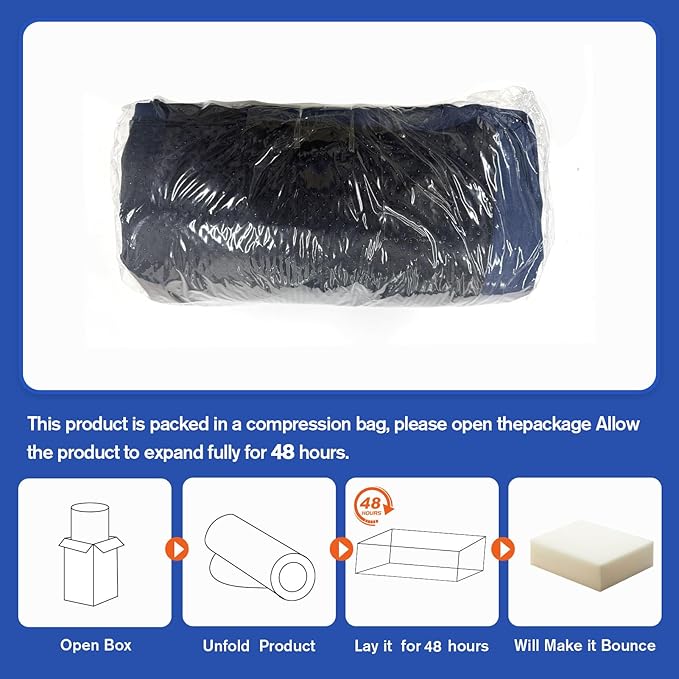 JZHLLA Foldable Fall Protection Mat for Elderly Blue Waterproof Non Slip Floor Mats with High-Resilience Foam 72 * 24 * 2 Inch Bedside Floor Mats for Elderly, Handicap, Senior